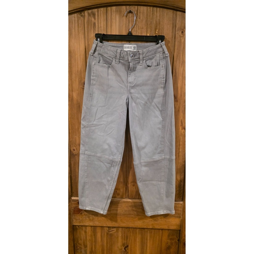 Abercrombie Jeans Girls 11/12 Gray High Rise‎ Balloon Denim Tapperd Skater